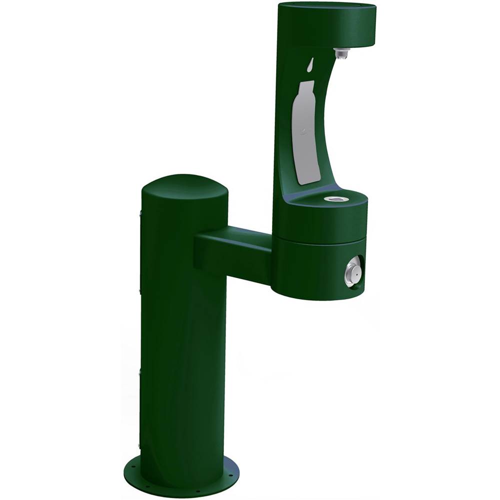 Elkay Outdoor ezH2O Bottle Filling Station Single Pedestal, Non-Filtered Non-Refrigerated Evergreen