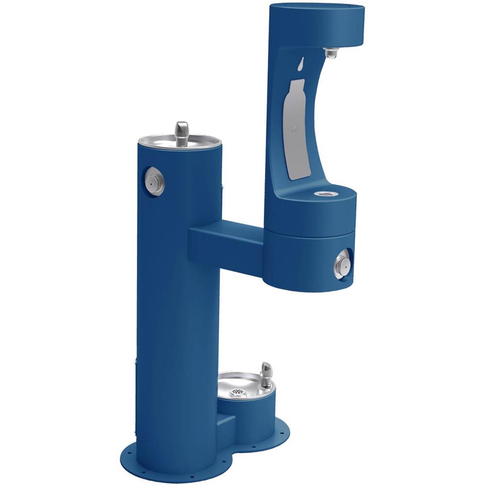Elkay Outdoor ezH2O Lower Bottle Filling Station Bi-Level Pedestal, with Pet Station Non-Filtered NonRefrige Freeze Resistant Blue