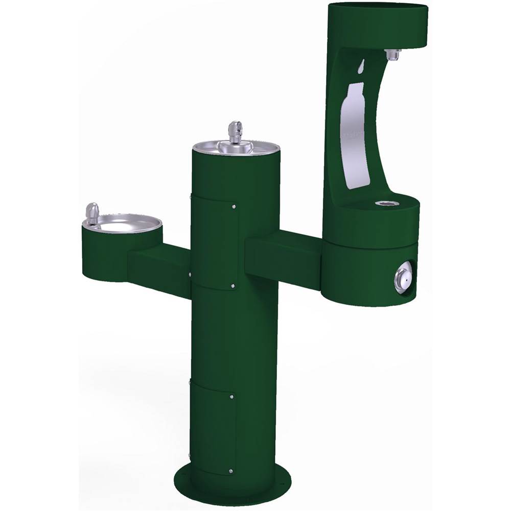 Elkay Outdoor ezH2O Middle Bottle Filling Station Tri-Level Pedestal, Non-Filtered Non-Refrigerated Evergreen