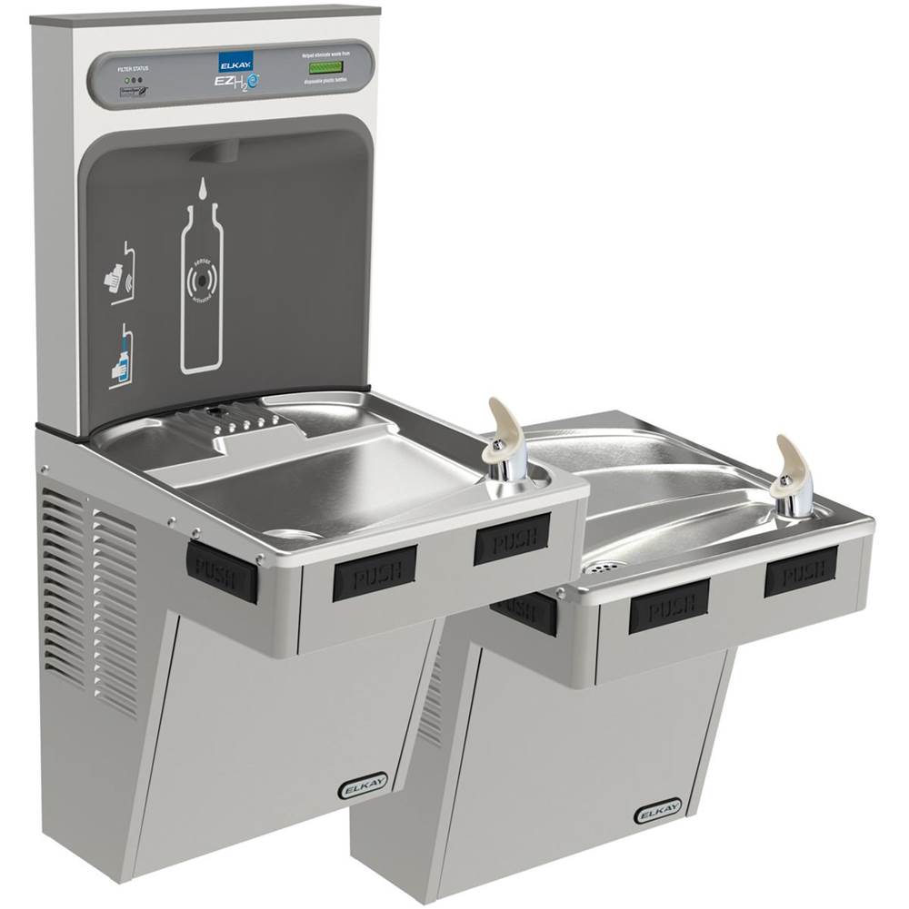 Elkay ezH2O Bottle Filling Station with Mechanically Activated, Bi-Level ADA Cooler Filtered Non-Refrigerated Light Gray