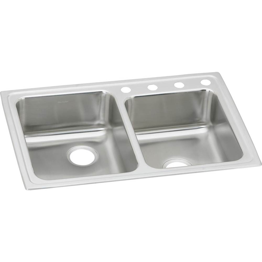 Elkay Lustertone Classic Stainless Steel 33'' x 22'' x 7-7/8'', Offset Double Bowl Drop-in Sink