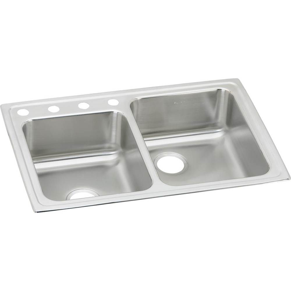 Elkay Lustertone Classic Stainless Steel 33'' x 22'' x 7-7/8'', 40/60 1-Hole Double Bowl Drop-in Sink