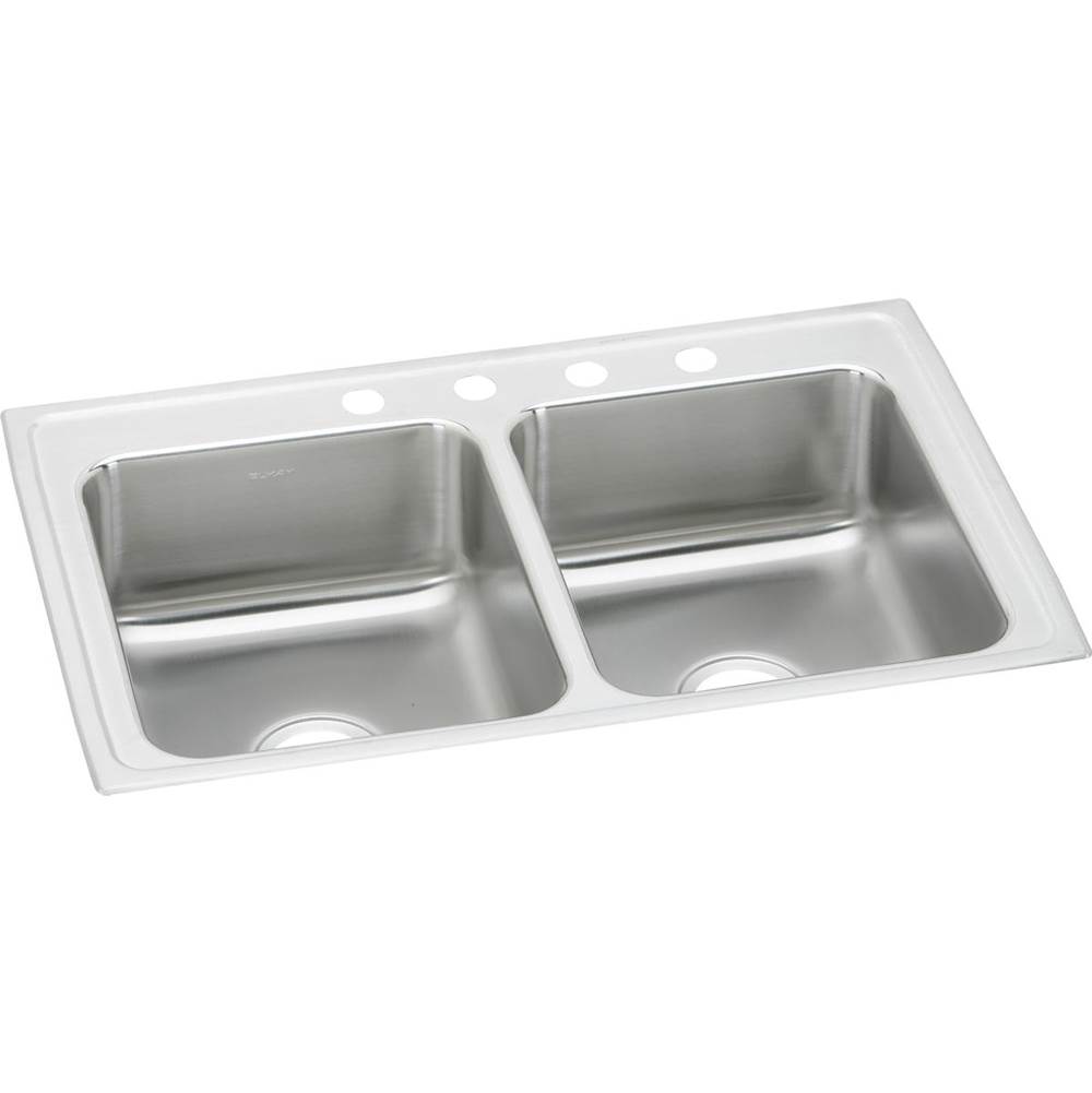 Elkay Lustertone Classic Stainless Steel 29'' x 18'' x 5'', 2-Hole Equal Double Bowl Drop-in ADA Sink