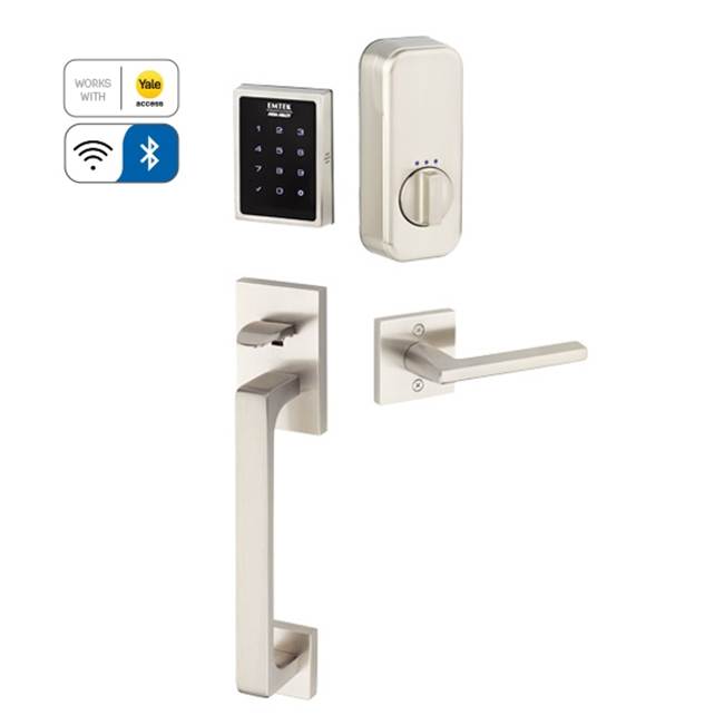 Emtek Electronic EMPowered Motorized Touchscreen Keypad Smart Lock Entry Set with Baden Grip - works with Yale Access, Rope Knob US15