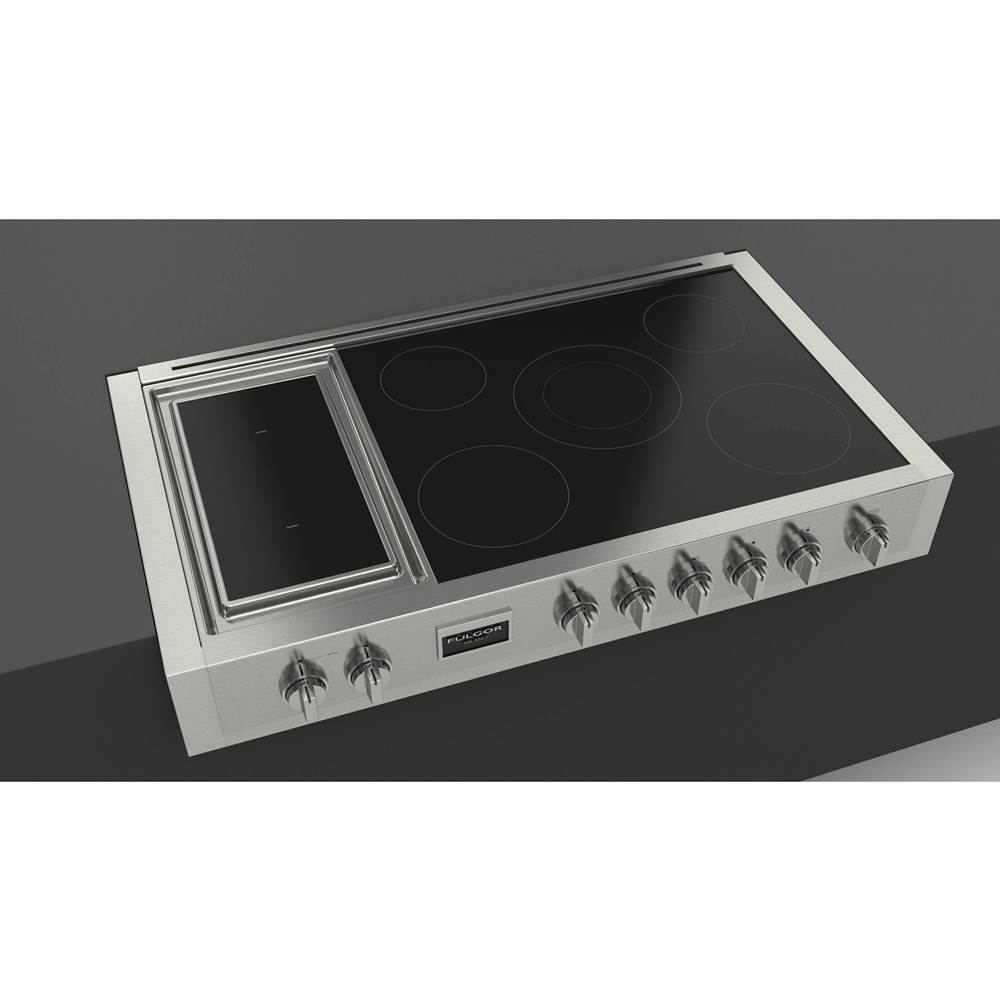 Fulgor Milano 48'' 600 Sofia Professional Series Professional 5 Burner Induction Rangetop With 2 Zone Induction Trilaminate Griddle