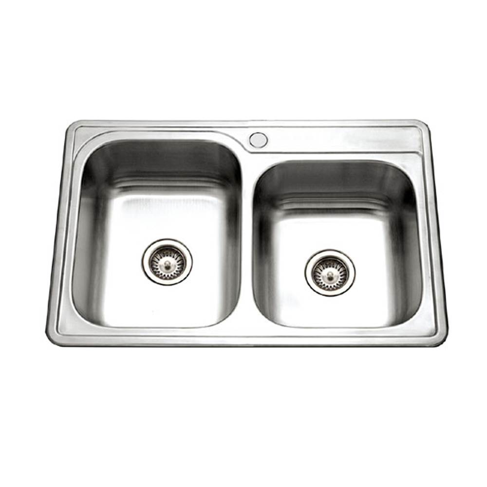 Hamat Topmount Stainless Steel 1-hole 60/40 Double Bowl Kitchen Sink