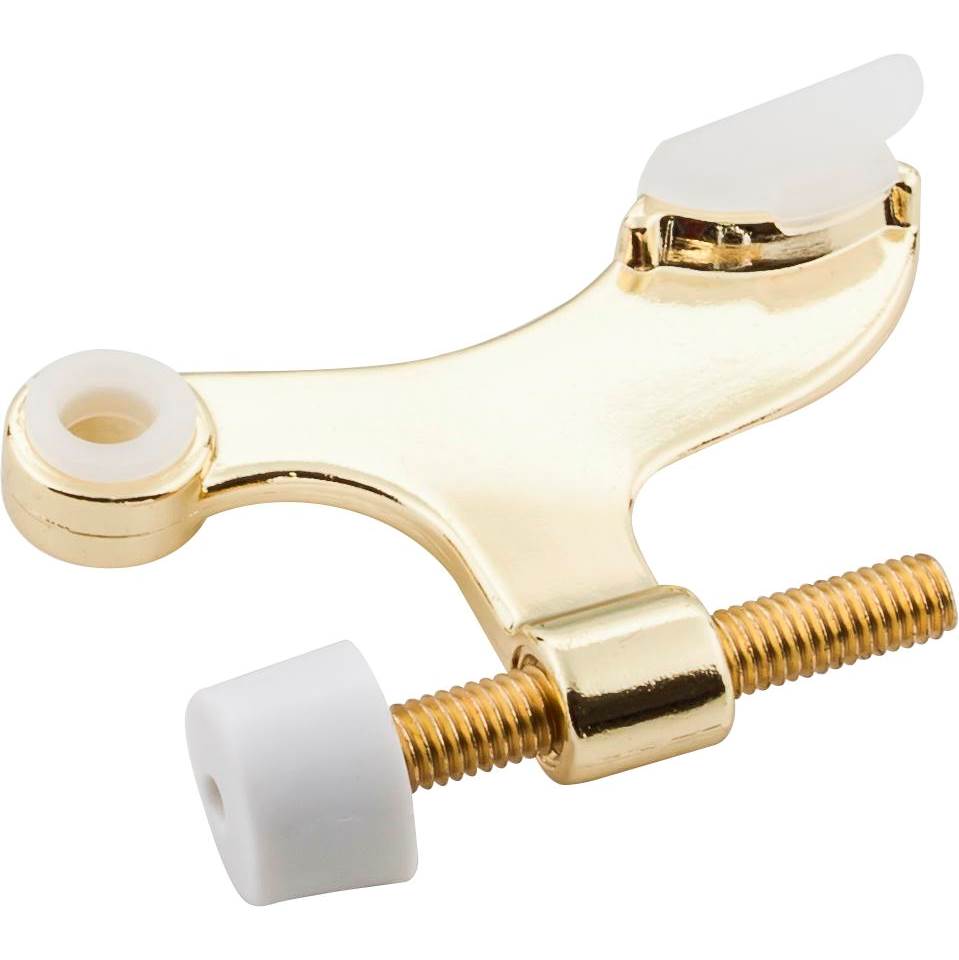 Hardware Resources Hinge Pin Door Stop with Self-Adjusting Pad - Polished Brass