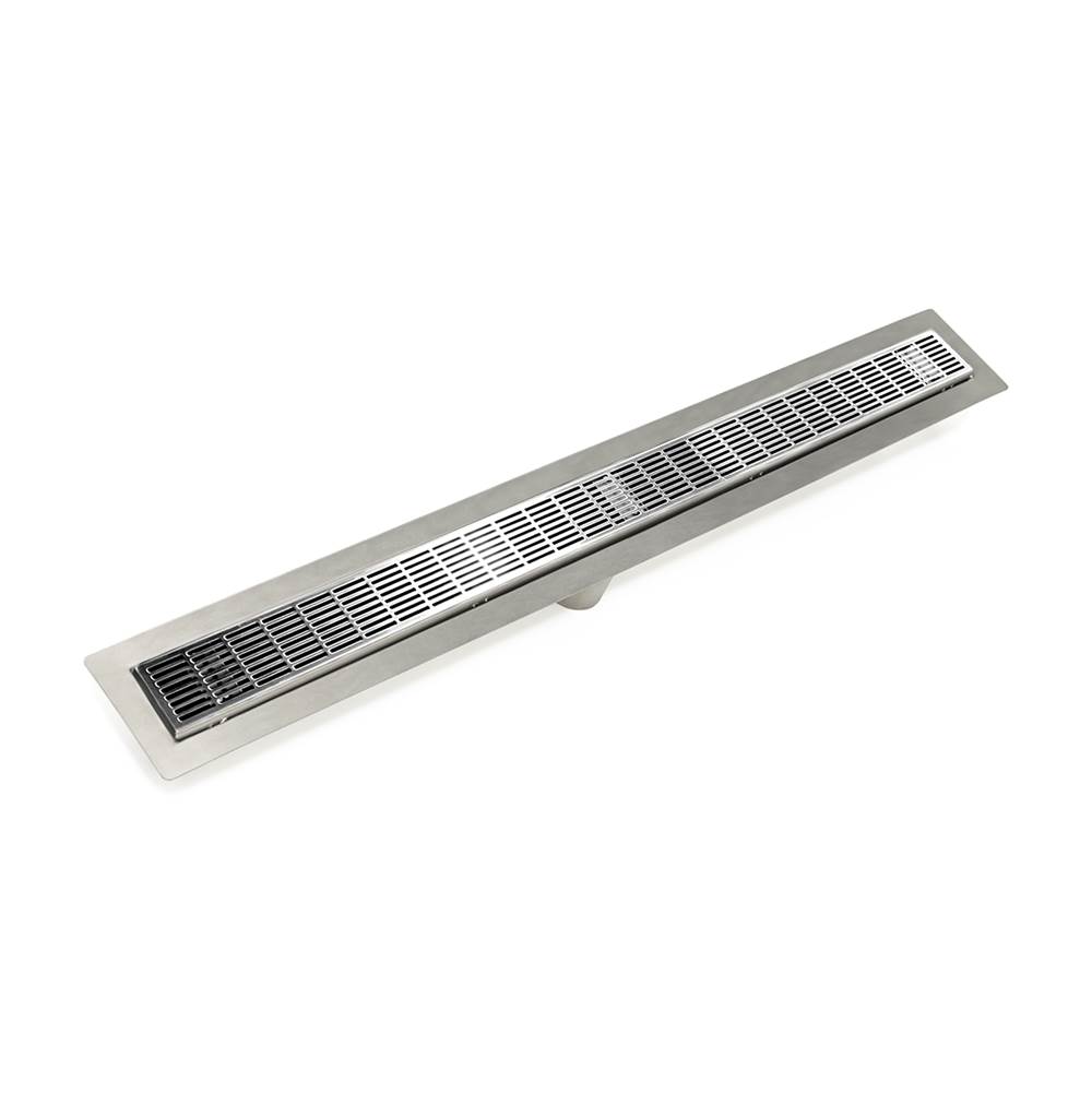 Infinity Drain 24'' FF Series Complete Kit with 2 1/2'' Perforated Slotted Grate in Polished Stainless