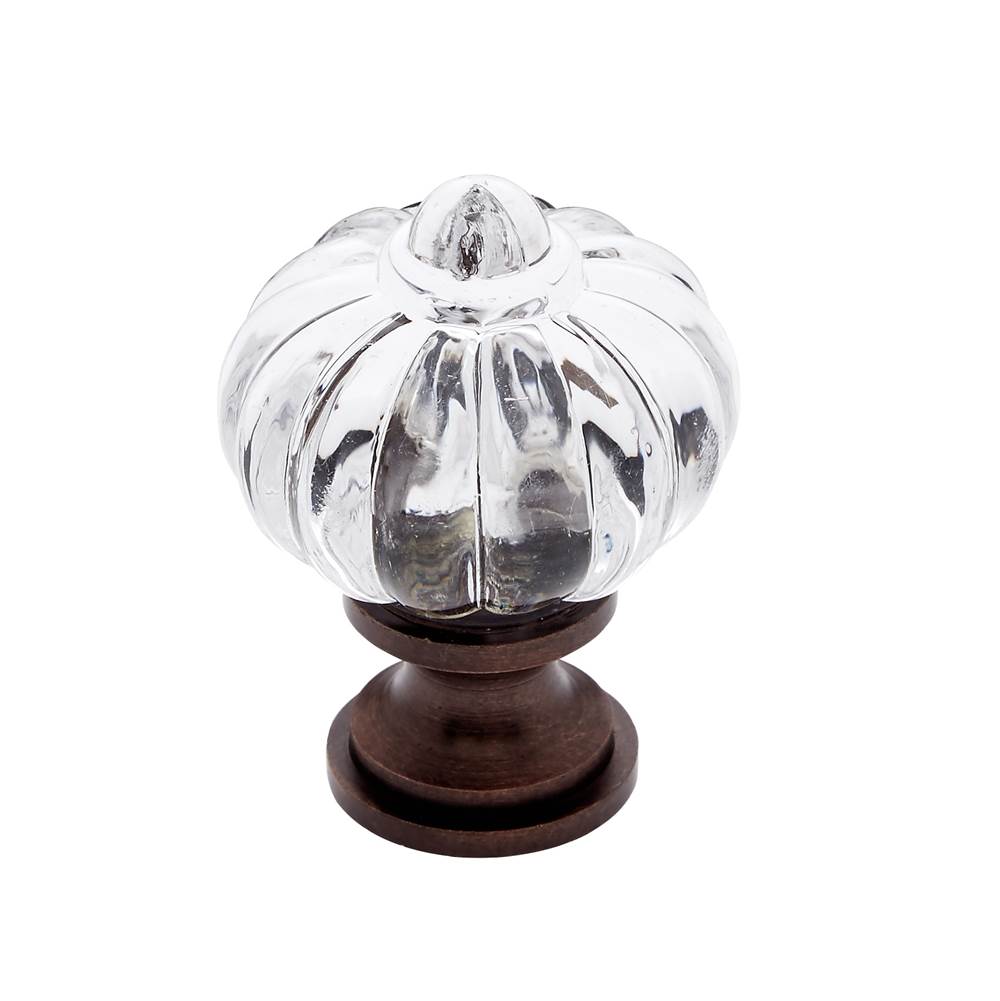 JVJ Hardware Classic Collection Old World Bronze Finish Acrylic “Crystal'' 1'' Knob, Composition Solid Brass/Acrylic