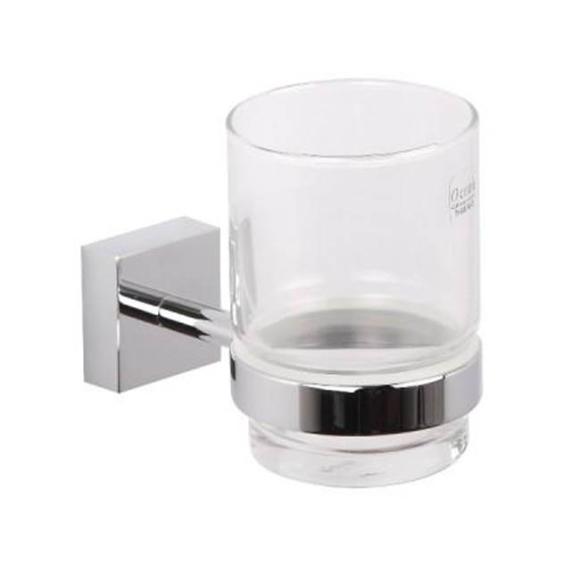 Kartners MADRID - Wall Mounted Bathroom Tumbler Cup & Toothbrush Holder with Frosted Glass-New World Bronze