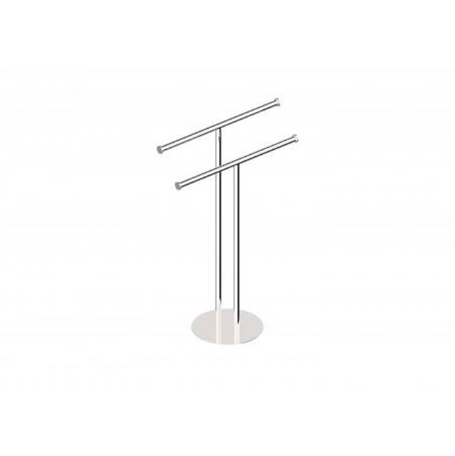 Kartners Free Standing - Round Double Towel Rail-Brushed Brass
