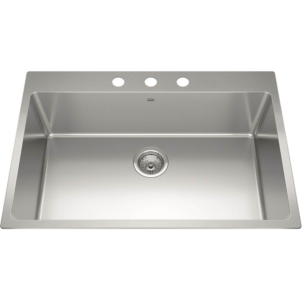 Kindred Brookmore 31-in LR x 20.9-in FB x 9-in DP Drop in Single Bowl Stainless Steel Sink, BSL2131-9-3N