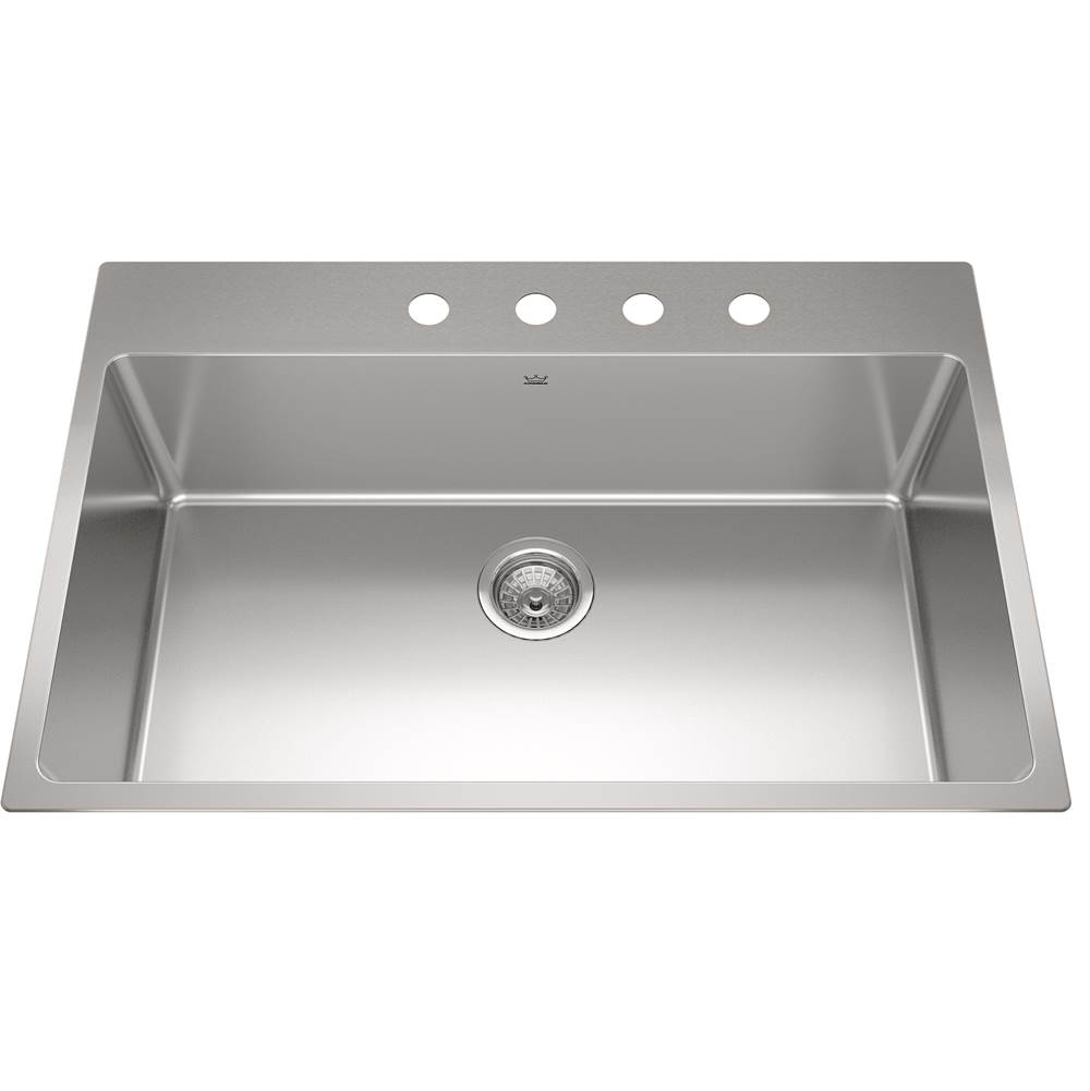 Kindred Brookmore 32.9-in LR x 22.1-in FB x 9-in DP Drop in Single Bowl Stainless Steel Sink, BSL2233-9-4N