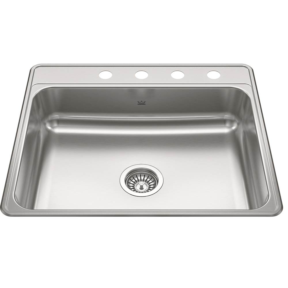 Kindred Creemore 25-in LR x 22-in FB x 7-in DP Drop In Single Bowl 4-Hole Stainless Steel Kitchen Sink, CSLA2522-7-4N