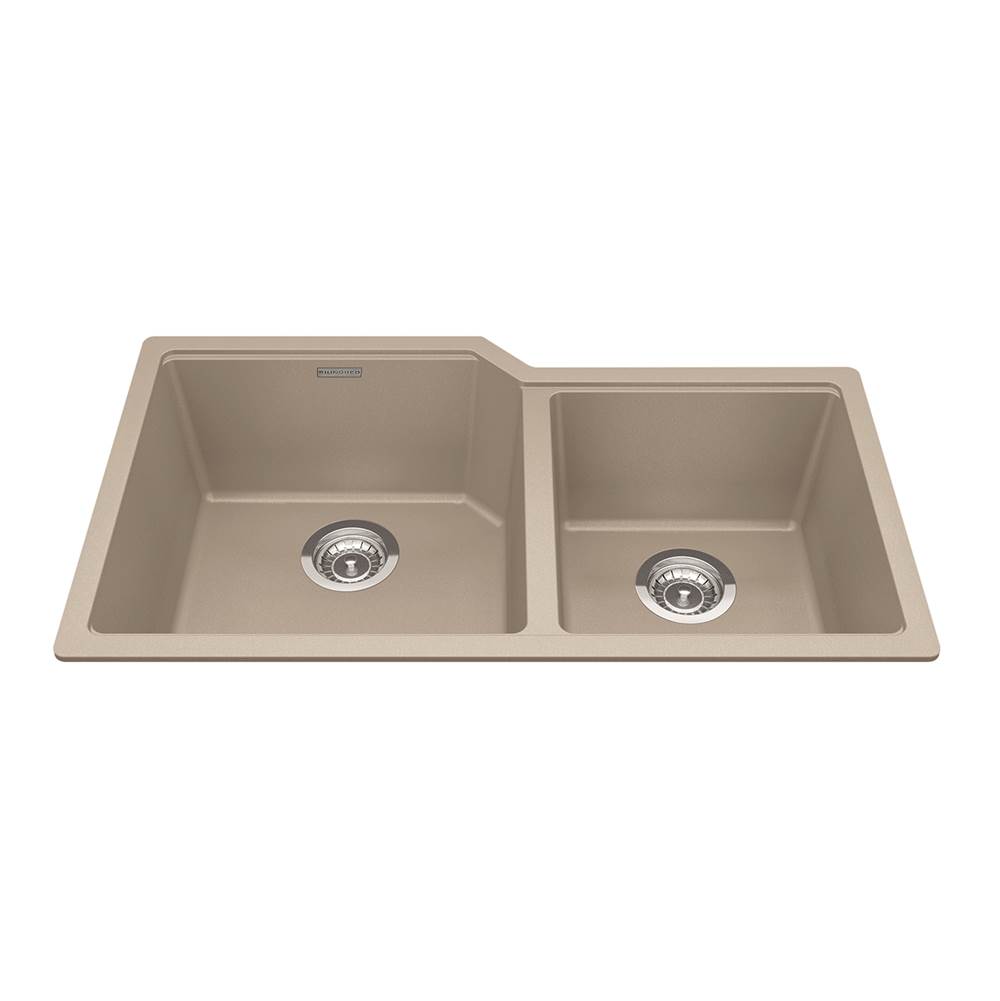 Kindred Granite Series 33.88-in LR x 19.69-in FB Undermount Double Bowl Granite Kitchen Sink in Champagne