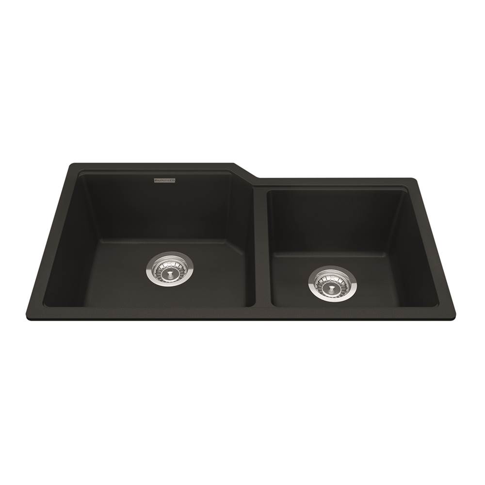 Kindred Granite Series 33.88-in LR x 19.69-in FB Undermount Double Bowl Granite Kitchen Sink in Matte Black