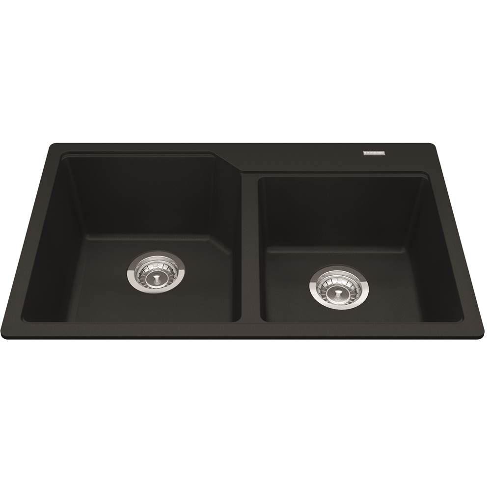 Kindred Granite Series 30.69-in LR x 19.69-in FB x 8.63-in DP Drop In Double Bowl Granite Kitchen Sink, MGCM2031-9MBKN
