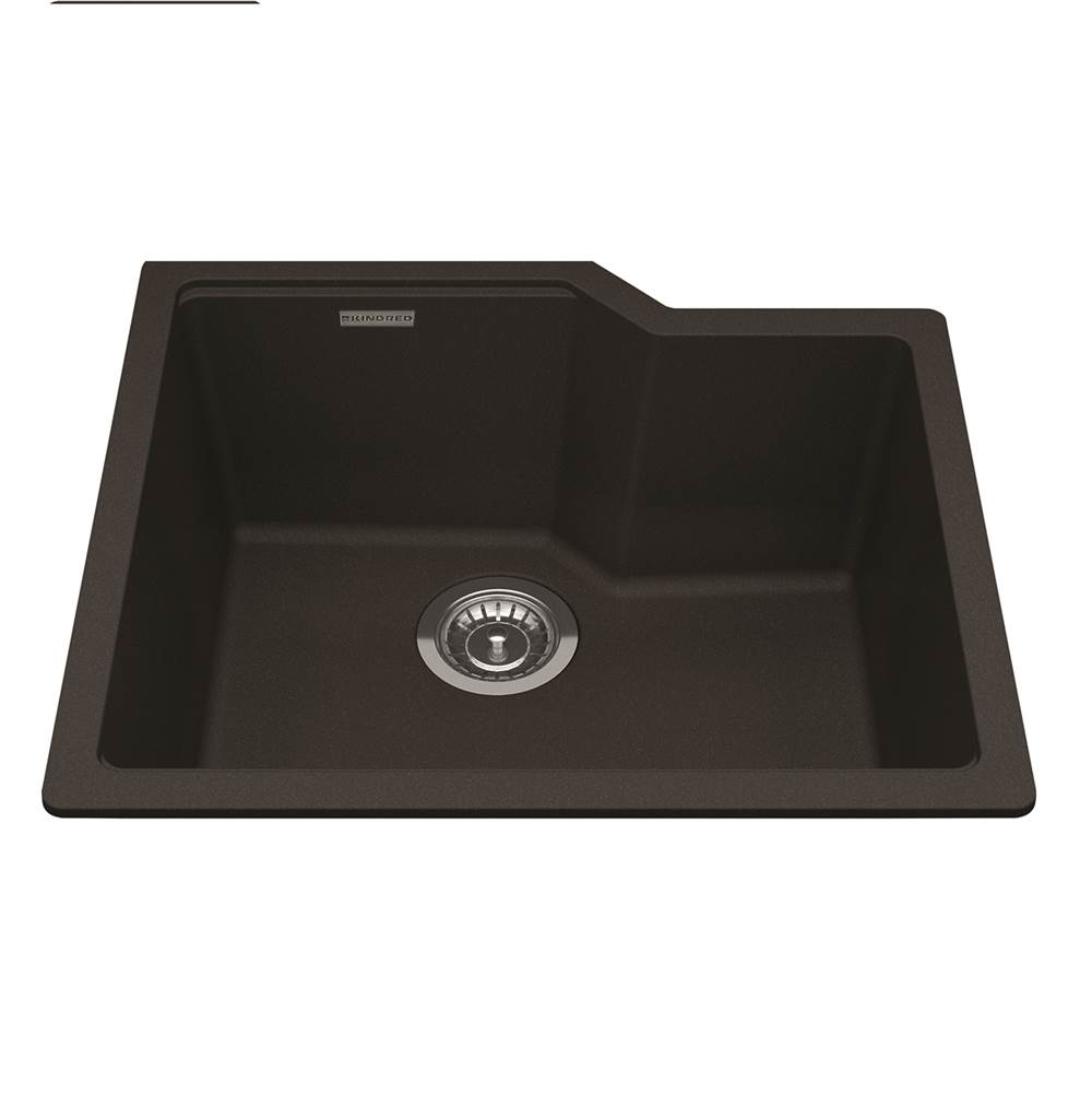 Kindred Granite Series 22.06-in LR x 19.69-in FB Undermount Single Bowl Granite Kitchen Sink in Mocha