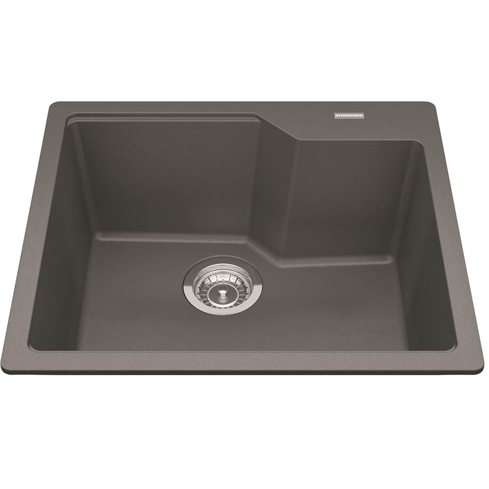 Kindred Granite Series 22.06-in LR x 19.69-in FB x 9.06-in DP Drop In Single Bowl Granite Kitchen Sink, MGSM2022-9SGN