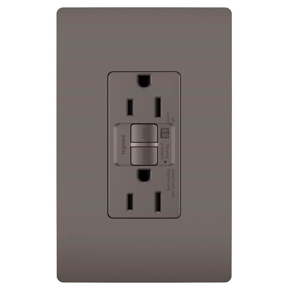 Legrand radiant 15A Tamper-Resistant Self-Test GFCI Outlet with Audible Alarm, Brown