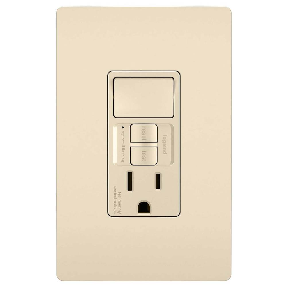 Legrand radiant Single-Pole Switch with Tamper-Resistant Self-Test GFCI Outlet, Light Almond