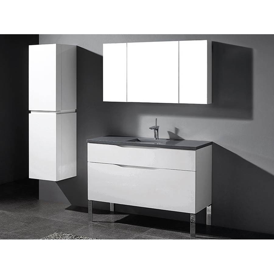 Madeli Milano 48''. White, Free Standing Cabinet. 1-Bowl, Polished Nickel C-Base (X1), 47-5/8''X18''X33-1/2''