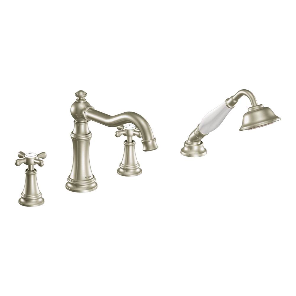 Moen Moen Ts21102Bn Weymouth Two-Handle Diverter Roman Tub Faucet Includes Hand Shower, Brushed Nickel