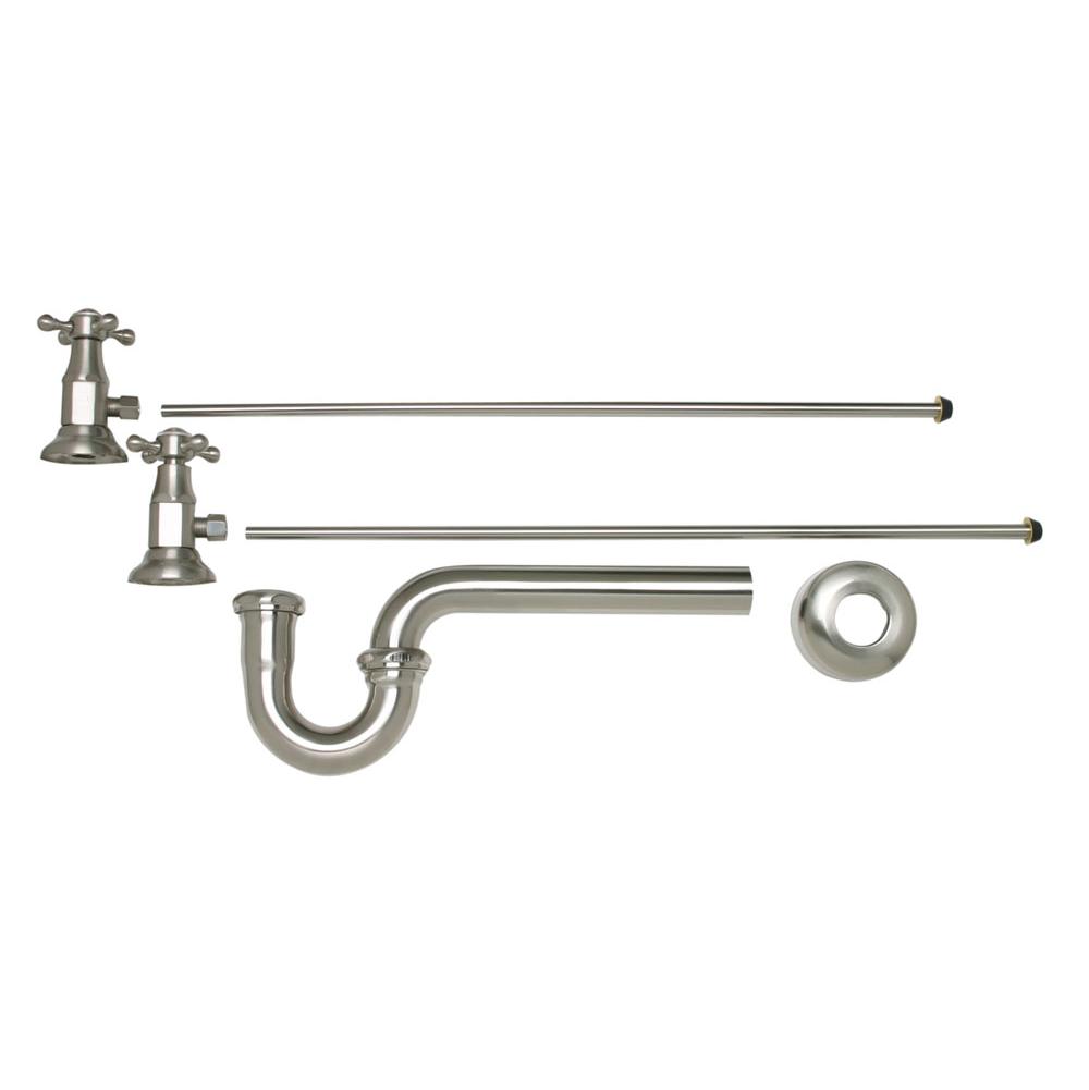 Mountain Plumbing Lavatory Supply Kit - Brass Deluxe Cross Handle with 1/4 Turn Ceramic Disc Cartridge Valve (MT4004X-NL) - Angle, P-Trap 1-1/2''