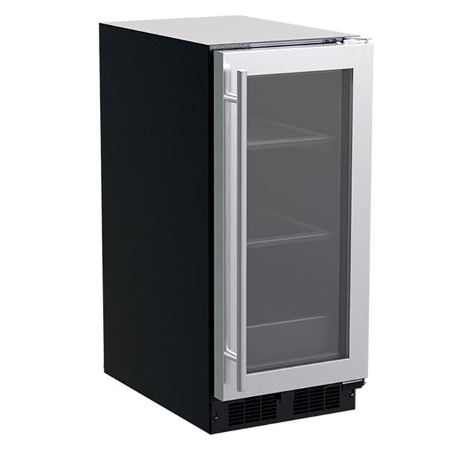 Marvel 15'' Marvel Refrigerator, Stainless Steel, Glass Door, Reversible Door