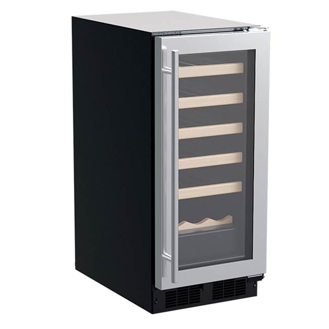 Marvel 15'' Marvel Wine Refrigerator, Stainless Steel, Glass Door, Reversible Door