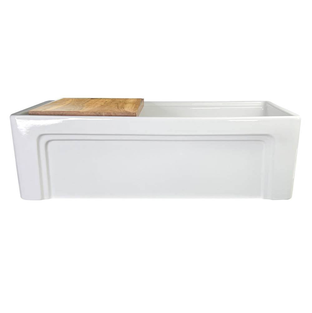 Nantucket Sinks 33-Inch Double Bowl Workstation Fireclay Apron Sink With Cuttingboard