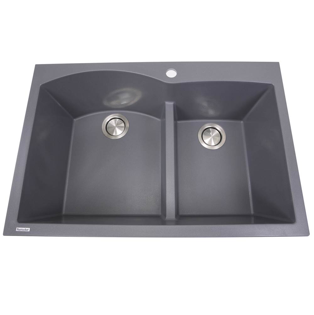 Nantucket Sinks 60/40 Double Bowl Dual-mount Granite Composite Titanium