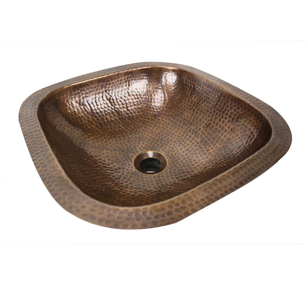 Nantucket Sinks 16.25'' Hand Hammered Copper Square Undermount Bathroom Sink With Overflow