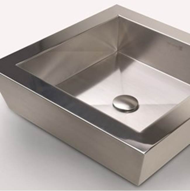 Neo-Metro by Acorn square 18 gauge 304 brushed stainless steel vessel basin ID 15-1/2'' square