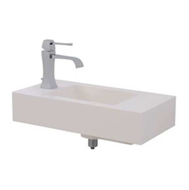 Neo-Metro by Acorn X 9-7/8'' X 4'' cast Blanco (white) solid surface wall mounted countertop with an integrated 10-5/8'' C 7-1/8'' C 4'' basin, single hole faucet dri