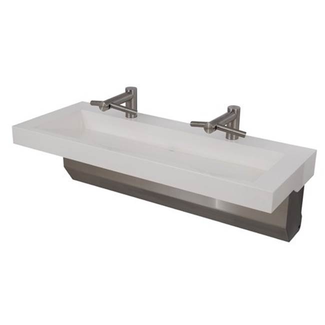 Neo-Metro by Acorn 2'' X 4'' cast wall mounted Blanco (white) solid surface countertop with an integrated 48'' X 14'' X 4-1/2'' ramped basin, stainless steel surface m