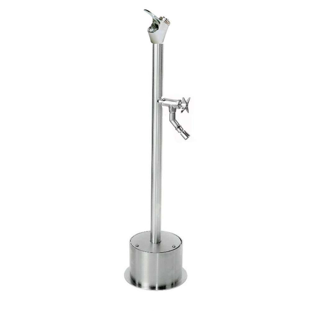 Outdoor Shower Free Standing Single Supply Push Button Drinking Fountain, Cross Handle Foot Shower