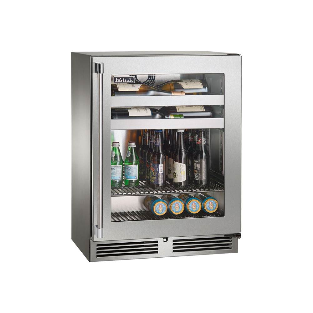 Perlick Signature Series Sottile 18'' Depth Marine Grade Beverage Center w/ stainless steel solid door, hinge right