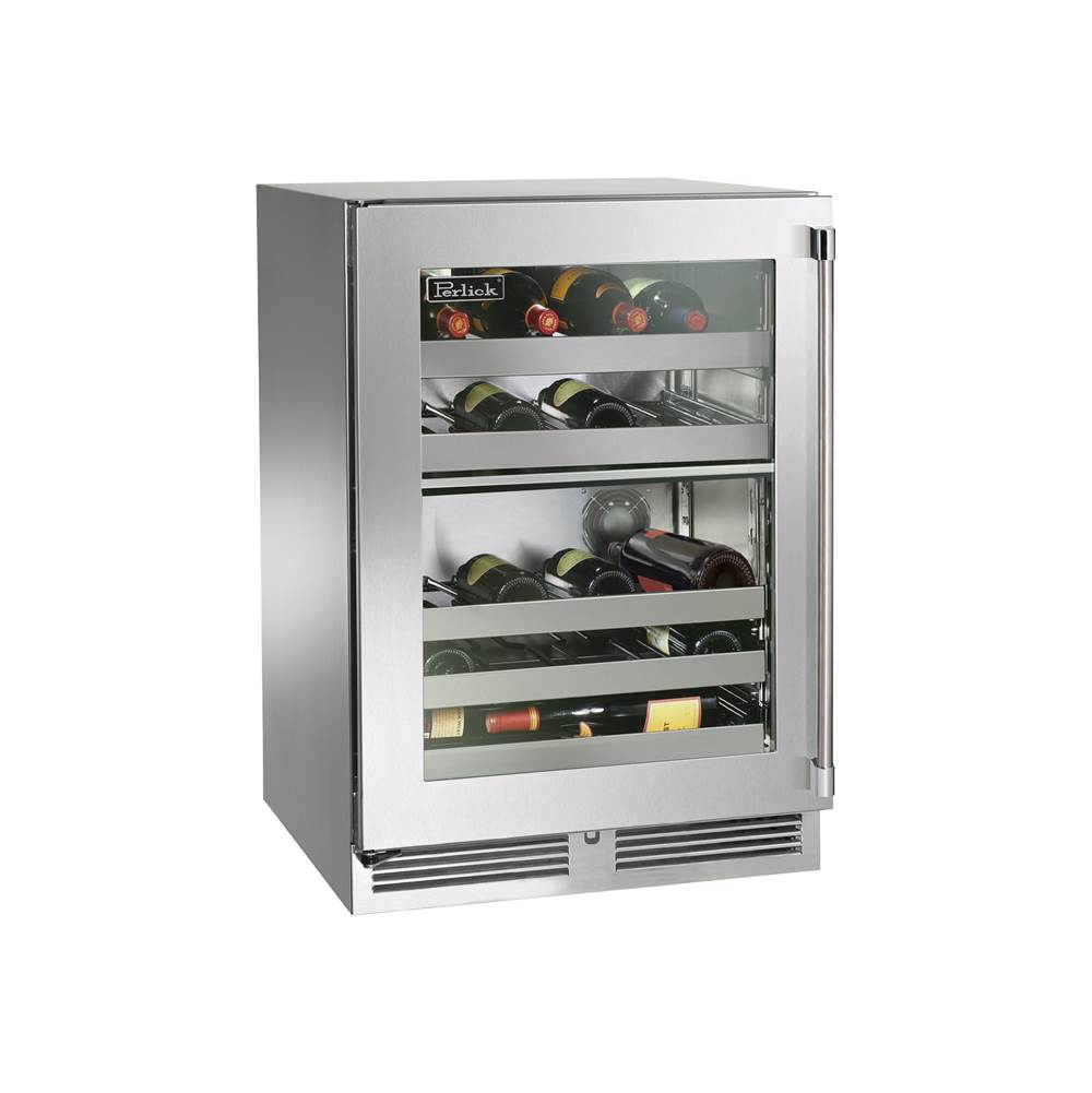 Perlick 24'' Signature Series Marine Grade Dual-Zone Wine Reserve w/ fully integrated panel-ready solid door, hinge right, w/ lock