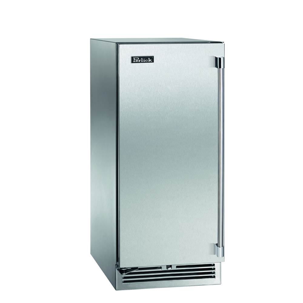 Perlick 15'' Signature Series Outdoor Refrigerator with Stainless Steel Glass Door, Hinge Left