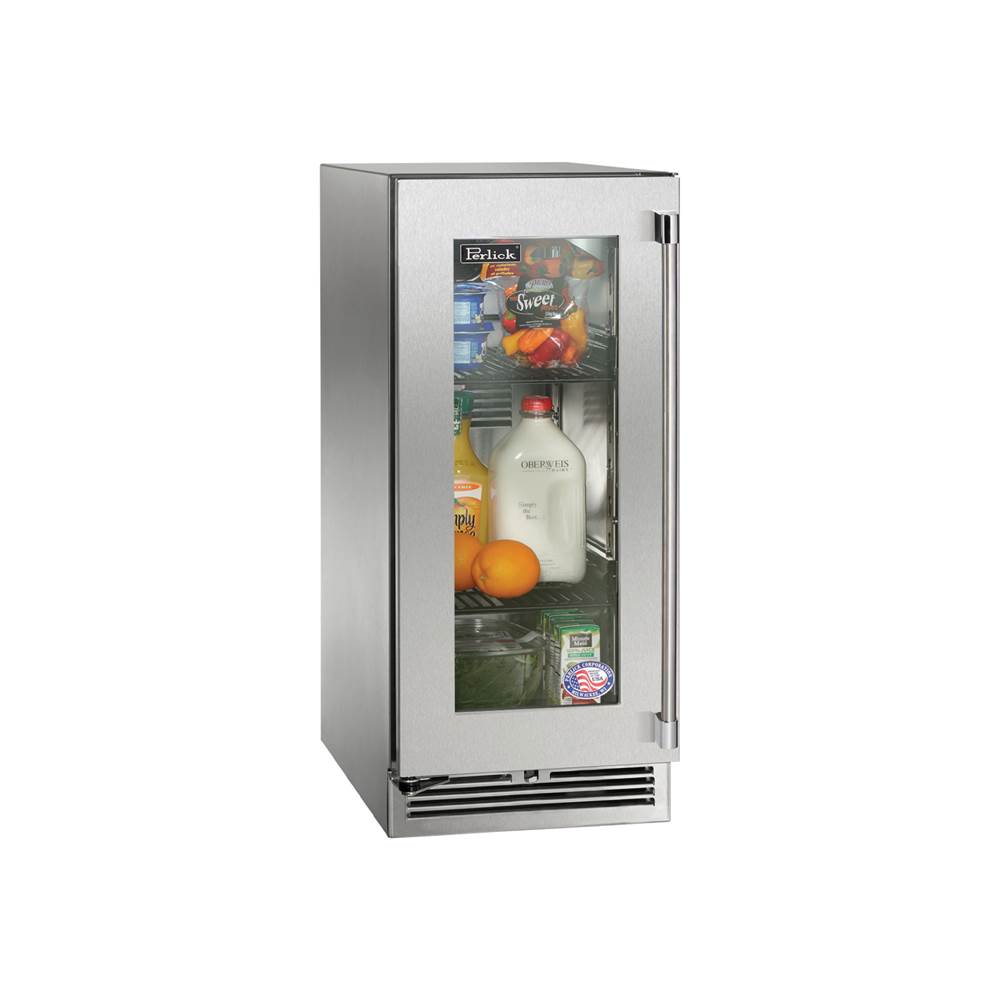 Perlick 15'' Signature Series Indoor Refrigerator with Stainless Steel Solid Door, Hinge Left