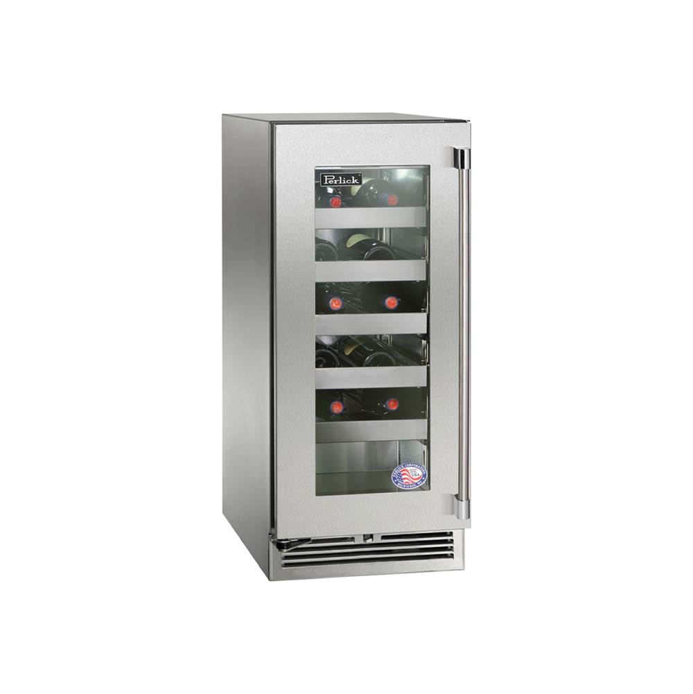 Perlick 15'' Signature Series Indoor Wine Reserve with Fully Integrated Panel-Ready Glass Door, Hinge Right