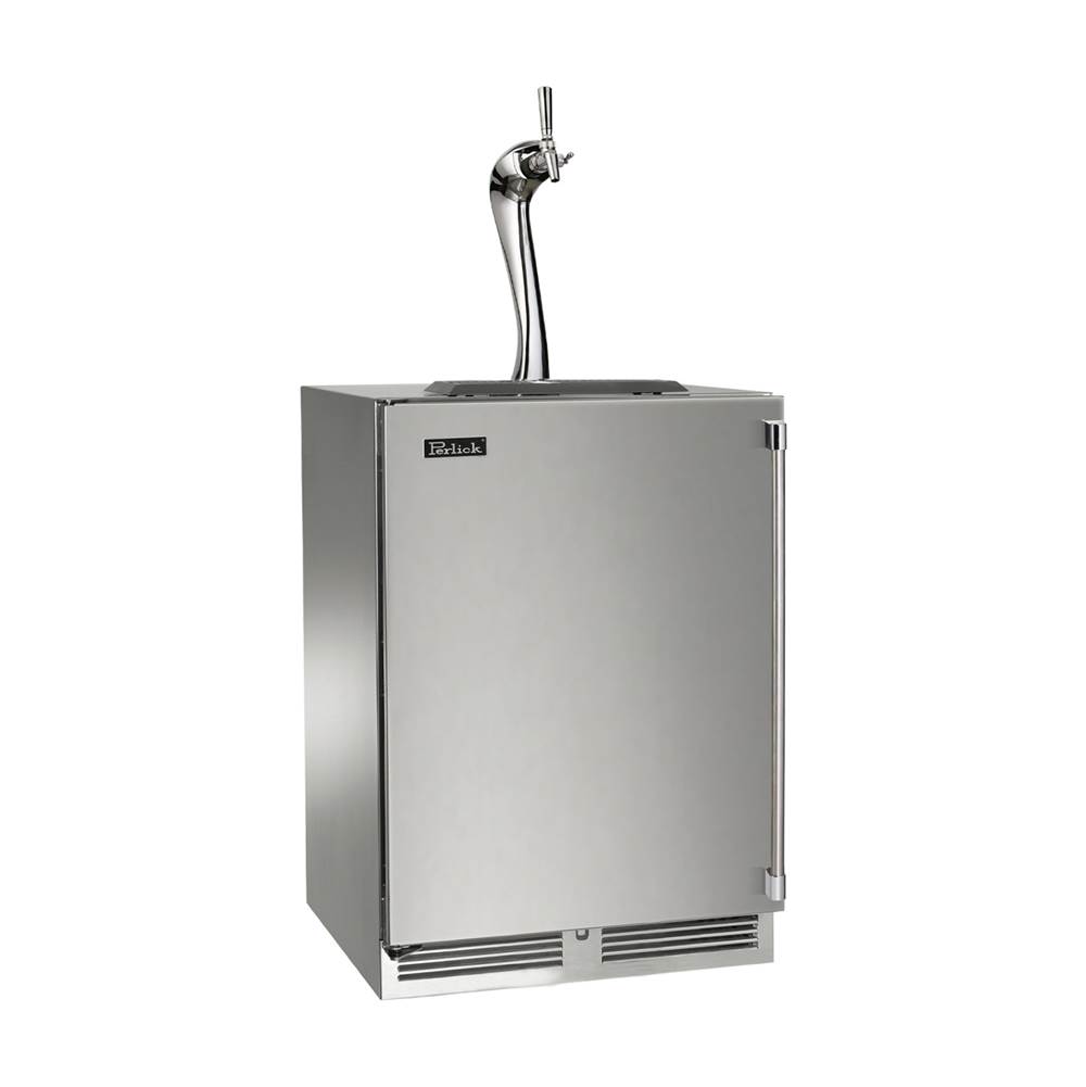 Perlick 24'' Signature Series Indoor Adara Beer Dispenser - Dual Tap with Fully Integrated Panel-Ready Solid Door, Hinge Right