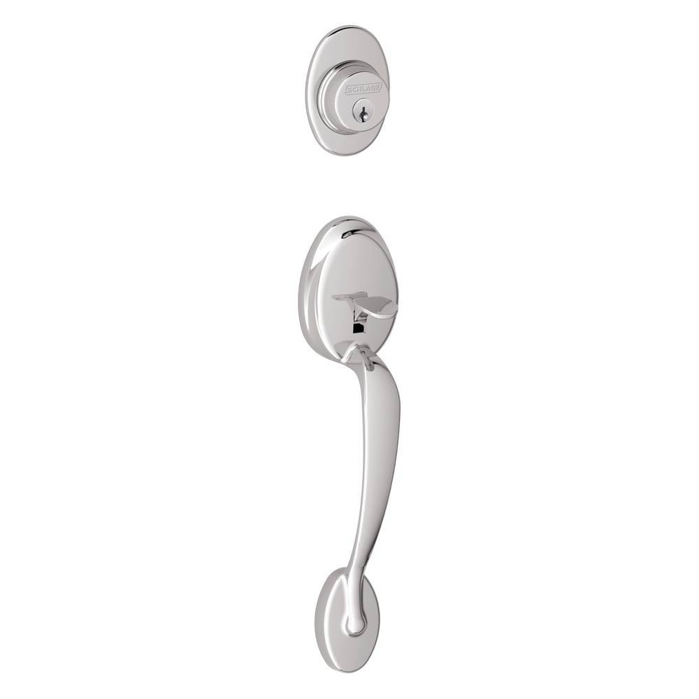 Schlage Plymouth Exterior Handleset Grip with Exterior Single Cylinder Deadbolt in Bright Chrome