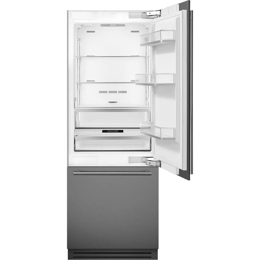 Smeg USA 30'' Fully-Integrated Refrigerator with Bottom-Freezer plus Automatic Icemaker. Right Hinge (Field Reversible)