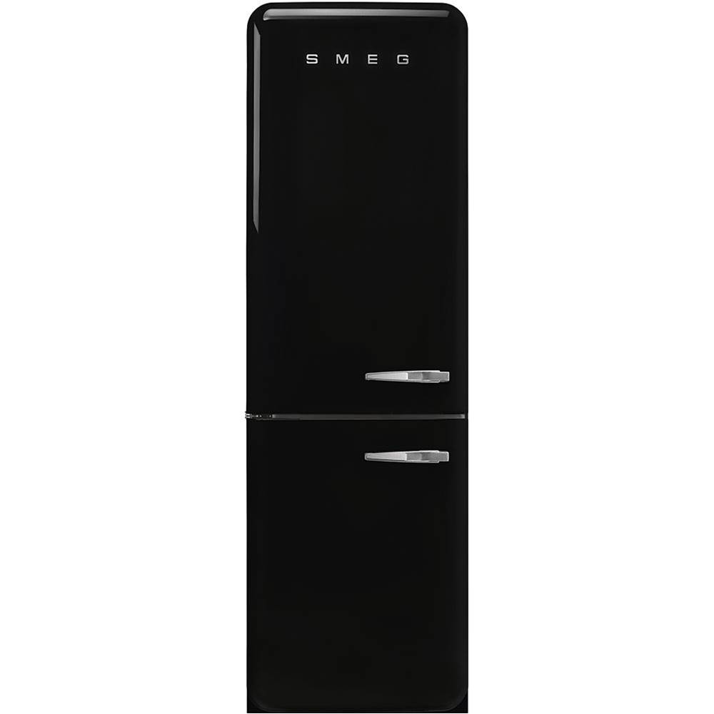 Smeg USA Fab32 Retro 60 cm Refrigerator with Bottom-Freezer. Black. Left Hinge