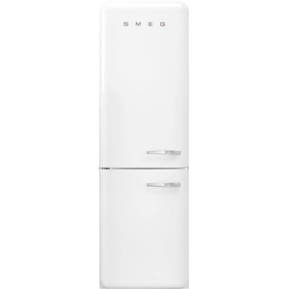 Smeg USA Fab32 Retro 60 cm Refrigerator with Bottom-Freezer. White. Left Hinge