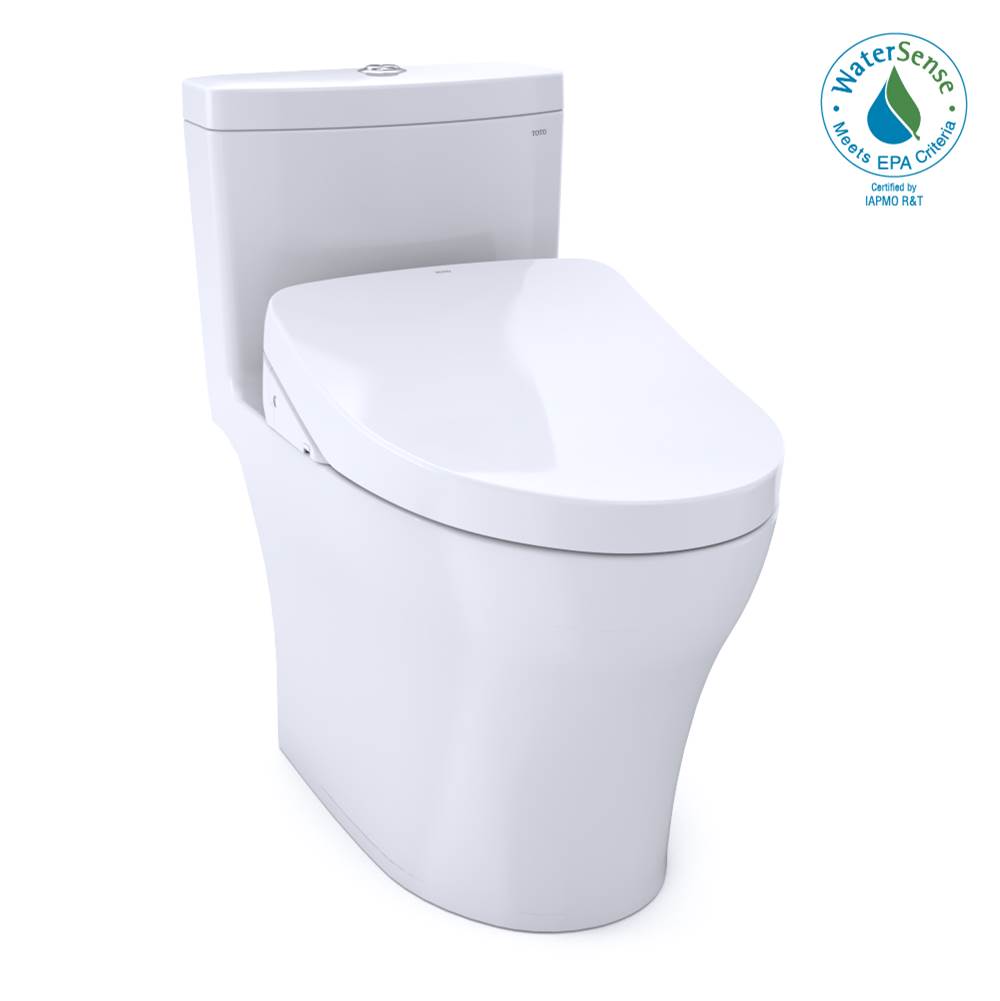 TOTO WASHLET®+ Aquia® IV One-Piece Elongated Dual Flush 1.28 and 0.8 GPF Toilet with S500e Electric Bidet Seat, Cotton White