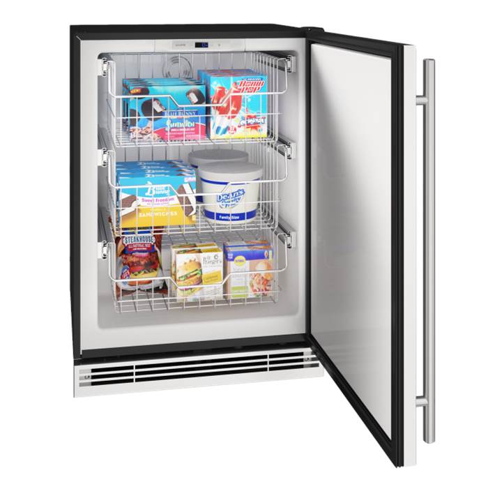 U Line Convertible Freezer 24'' Reversible Hinge Stainless Solid 115v
