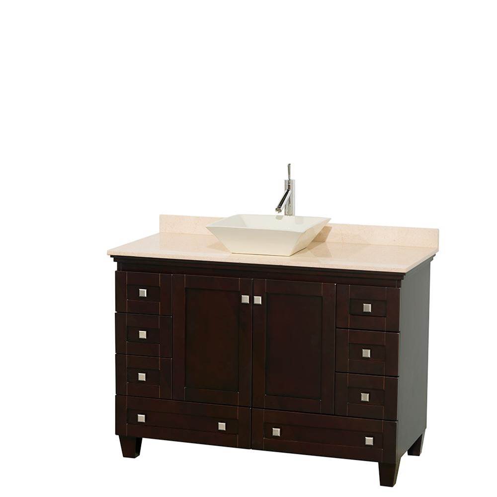 Wyndham Collection Acclaim 48 Inch Single Bathroom Vanity in Espresso, Ivory Marble Countertop, Pyra Bone Sink, and No Mirror